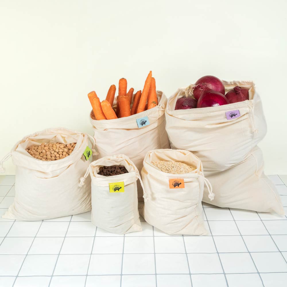 Cotton Muslin Reusable Produce Bags - 10 Pack